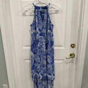 Mlle Gabrielle Blue and White Halter Dress